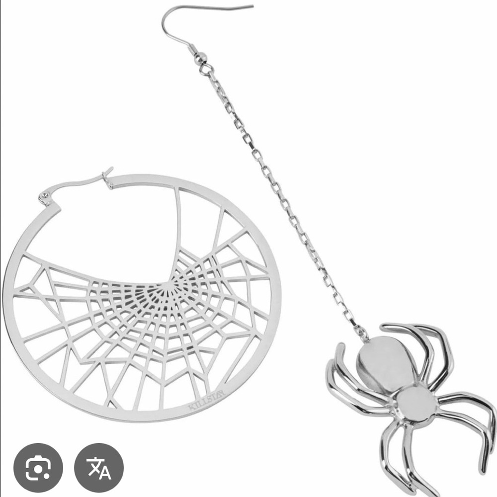 Statement Silver Spider and Web Drop Earrings - Women Jewelry - Picture 4 of 5